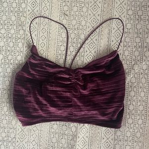 Cropped velvet purple shirt